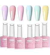 FZANEST Gel Nail Polish Set,Pastel Nude Pink Purpel Blue Green Yellow Gel Polish Kit Summer Sprin...