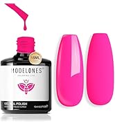 Modelones Gel Nail Polish, 15 ML Hot Pink Bright Nail Polish Soak Off Led Neon Pink Summer Polish...