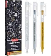 PANDAFLY Gold Silver White Gel Pens, 0.5mm Extra Fine Point Archival Ink Pen for Journaling, Art,...