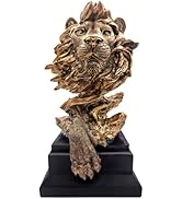 CUZOKOLA Large Modern King of Royal Lion Statue Golden Lion Head Collectible Figurine Decoration ...