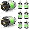 Yomiuwo 8 Pack Lighted Grounding Plug15 Amp 125 Volt Extension Cord Plug Replacement 3 Prong NEMA 5-15P 2 Pole 3 Wire Grounding Straight Blade Electrical Plug Replacement Cord Outlet ,UL Listed