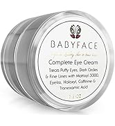 Babyface Complete Eye Cream for Dark Circles, Wrinkles, Bags & Puffy Eye Reduction Brightens & Sm...