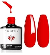 modelones Bright Red Gel Nail Polish,15 ML Hot Red Nail Polish Summer Colors Gel Polish Soak Off ...
