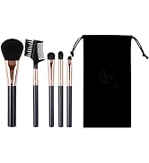 Brush Master Travel Makeup Brushes Set w/Pouch, 5PCS Double Mini Cosmetic Brushes Kit for Foundat...