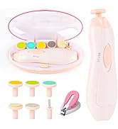 Baby Nail Filer and Baby Nail Clippers with Light Set, Lupantte Electric Infant Nail Trimmer Kit,...