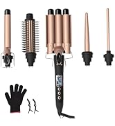 Layhou 5-IN-1 Hair Curler Set Hair Curling Iron Wand Hair Straightening Brush Hair Waver Temperat...