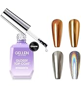 Gellen 18ml Gel Top Coat for Chrome Nail Powder, No Wipe Clear Top Coat Gel Nail Polish, High Glo...