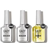 GAOY Gel Top Coat, Base Coat and Cuticle Oil Set, 3 Pcs 16ml Glossy No Wipe Combination for UV Li...