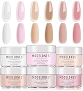 Modelones Acrylic Powder, 6 Colors Transparent Jelly Nude Nail Acrylic Powder Milky White Pink Nu...