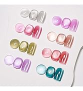 MIZHSE Cat Eye Gel Nail Polish: 8 Colors Ceramic Magnetic Gel Polish Set with Magnet Stick, Cryst...