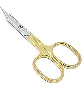 Camila Solingen CS03 Professional Nail Cuticle Scissors, Hypoallergenic Gold Plated Sharp Curved ...
