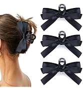 Vodolo Black Bow Hair Claw Clip for Women Girls,3PCS Nonslip Big Bows Hair Claws Barrette for Thi...