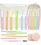 Vivid Beauty 18pcs Colorful Makeup Brush Kit with White Sponges - Professional Makeup Brushes Set...