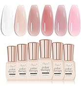 SHOYUM Milky White Jelly Nude Gel Nail Polish Set, 6 Transparent Colors Sheer Pink Gel Nail Kit f...
