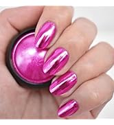 1 Jar Magenta Red Chrome Nail Powder for Gel Nails Art Design Holographic Reflective Manicure Gli...