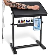 Udefineit Tattoo Armrest Stand with Black PU Leather Pad, 70° Rotation Adjustable Height Tattoo S...