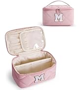Wandering Nature Puffer Initial Makeup Bag, Personalized Travel Make Up Organizer Cosmetic Bags w...