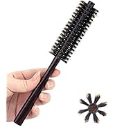PERFEHAIR Small Round Hair Brush for Thin or Short Hair, Mini Round Boar Bristle Beard Brush for ...