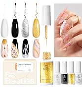 beetles Nail Art Liner Gel Polish Set, 4 Pcs Neutral Classic Glitter Reflective Colors Swirl Mani...