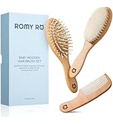 ROMY RO Wooden Hair Brush Set - Premium Baby Comb and Brush - Soft Natural Bristles - Organic Pro...