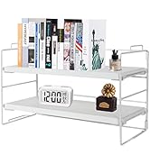 ShellKingdom Desk Shelf Organizer, 2 Tier Desktop Shelves, Adjustable Bookshelf Storage Rack and ...