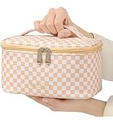 Meiyuuo Travel Makeup Bag Checkered Multi Color Portable Small Cosmetic Bags for Women Zipper Pou...