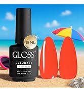 GLOSS Gel Nail Polish | Neon Coral 15ml 1 pcs - HEMA Free Gel Polish, Coral Soak Off UV LED Gel V...