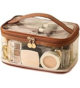 Large Clear Makeup Bag Big Travel Cosmetic Bag On-the-go Toiletry Bag with Handle Transparent Toi...
