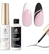 Beetles Gel Polish Nail Art Gel Liner Set- 2 Popular Black White Colors Gel Art Paint for Swirl N...