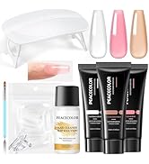 Peacecolor Poly Nail Gel Kit Starter Kit with Nail Lamp 3 Colors Poly Nail Extension Gel 16ML Cle...