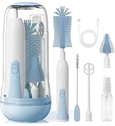 Duoffanny Electric Bottle Brush Cleaner, Baby Bottle Cleaning Kit with Nipple Straw Brushes Dryin...