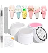 MIZHSE Solid Builder Gel for nails, 3 Colors Sculpture Nail Extension Gel for Nails, Clear White ...