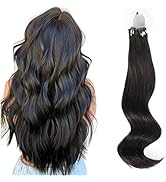 ABH AmazingBeauty Hair Micro Loop Hair Extensions Real Human Hair 14 Inch Beaded Color #1B Off Bl...
