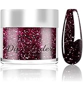 Dip Powder Glitter Wine Red for Valentine, Red Dip Powder Nail 1 Oz Nail Dipping Powder French Na...