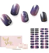 Nailog Semi Cured Gel Nail Strips 34 pcs | Long Lasting Nail Polish Sticker Wraps with Glossy Gel...