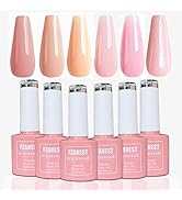 FZANEST Rubber Base Builder Gel Polish 6pcs*7.5ml Set,6 in 1 Builder Gel For Nails Jelly Sheer Na...