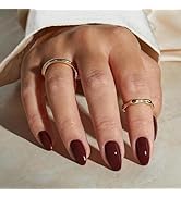 Wine Red Press on Nails Short Almond MABKJLF Fake Nails Full Cover Red Solid Color False Nails wi...