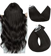 TESSHAIR 16 Inch Microbead Hair Extensions Human Hair, Micro Ring Hair Extension Beads 100% Real ...