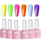 FZANEST Gel Nail Polish Set 6PCS Neon Yellow Green Hot Pink Blue Purple Gel Polish Kit