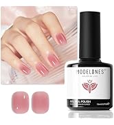 modelones Jelly Gel Nail Polish,15 ML Jelly Pink Translucent Sheer Nude Colors Neutral Skin Tone ...
