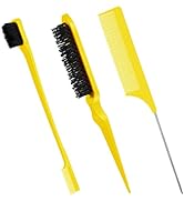 3 Pcs Slick Back Hair Brush Set Bristle Hair Brush Edge Control Brush Teasing Comb for Women Baby...