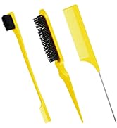3 Pcs Slick Back Hair Brush Set Bristle Hair Brush Edge Control Brush Teasing Comb for Women Baby...