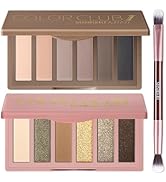 SUSIKEKI 2PCS 6 Colors Mini Eyeshadow Palette Makeup with Brush Set Neutral Nude Eye Shadow...
