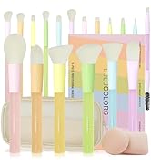 Colourful Makeup Brush Set 18 pcs Premium Gift Powder Foundation Blush Blending Eyeshadow Conceal...