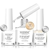MIZHSE Base and Top Coat Nail Polish Set, 3 Pcs Quick Dry Base Coat Matte Top Coat Non Gel, Air D...