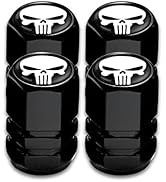 Sodcay 4 PCS Skull Car Wheel Tire Valve Stem Caps, Universal Dust Proof Metal Valve Stem Covers A...