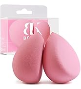 BEAKEY 2 Pcs Makeup Sponge Set, Latex Free Pink Beauty Sponge, Makeup Sponges for Foundation & Po...
