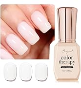 SHOYUM Milky White Gel Nail Polish, 15ml Natural Translucent Jelly Nude Color Soak Off UV Light C...