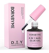 BORNBYME 6 in 1 Gel Nail Glue, Strong Nail Tip Glue for Nail Extenison Gel X Nail Tips Glue