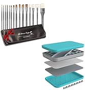 Maestro Series XV Professional Paint Brushes and WetNDri Artist Paint Palette | Wet Palette and D...